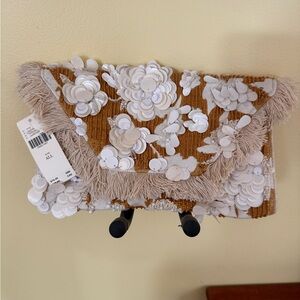 Anthropologie Fringed & Beaded Clutch Purse NWT